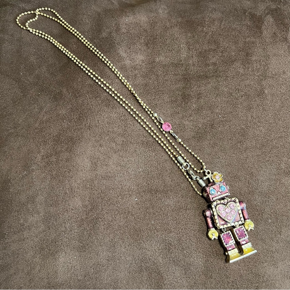Betsey Johnson robot long necklace